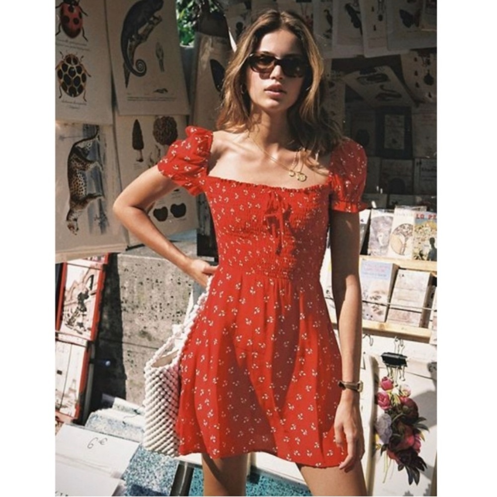 Faithfull The Brand Genevieve Dress Red Size Medium